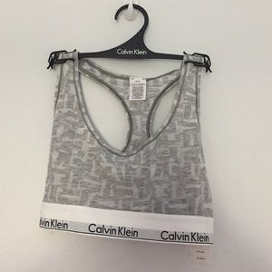 Calvin Klein Bralette Unlined Medium Gray White